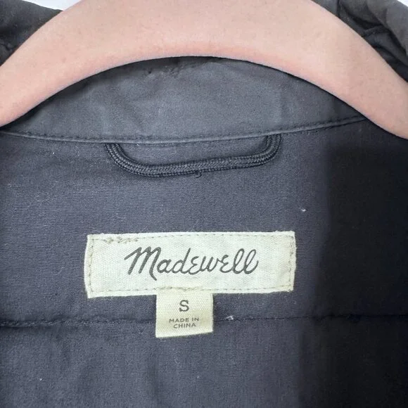 Madewell Quilted Shirt Jacket Shacket Black Coal Small #A1166